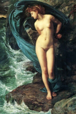 ANDROMEDA WOMAN NUDE SACRIFICE SEA MONSTER 1869 PAINTING EDWARD J POYNTER REPRO - Image 1 of 3