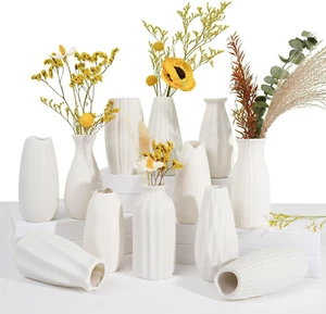 Ceramic Bud Vases, Set of 12 White Vases for Centerpieces Small Vases for Flower - Picture 1 of 12