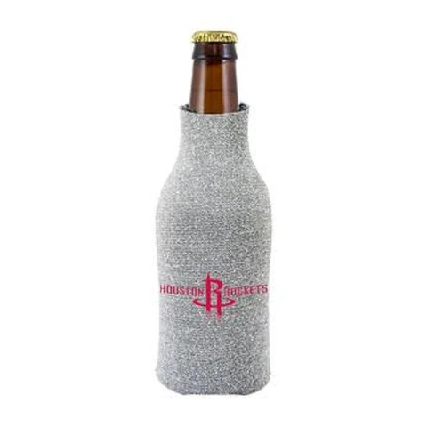 Houston Rockets Glitter Bottle Cooler, NBA Coozie Koozie Coolie Cover