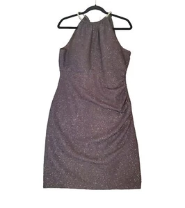 Eliza J Formal Gray Sparkle Event Evening Halter Side Ruch Hoco Sheath Dress 10 - Picture 1 of 11