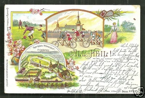 Wilmersdorf Stadium Badminton Tandem Bicycle Berlin Germany stamp 1898 - Picture 1 of 1