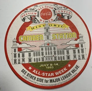 1993 Coca Cola Soda Coaster All Star Baseball Baltimore Orioles Camden Station - Picture 1 of 3