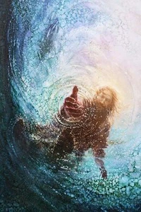 Yongsun Kim SAVE ME 14x11 Paper Art Print Jesus Reaching His Hand into the Water - Picture 1 of 1