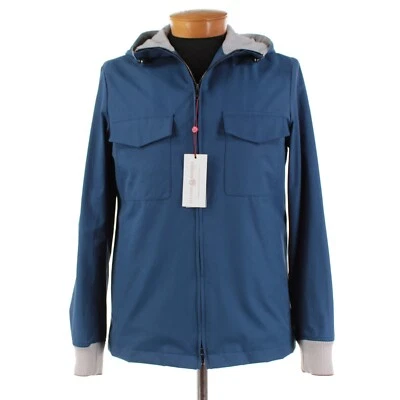 Chaqueta con Capucha Luciano Barbera Nueva con Etiquetas Mezcla de Algodón Talla 52 (L EE. UU.) en Azul Sólido Foto 1 de 4