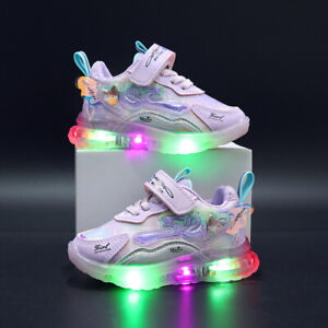 Kids Girls LED Luminous Shoes Casual Flashing  Light Up Sneakers Trainers Size