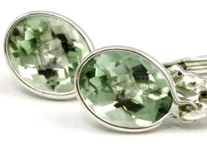 Pendientes de palanca de plata esterlina 925, amatista verde, SE001 - Imagen 1 de 8