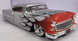1955 Chevy Bel Air 1/24 JADA MODEL RARE! DUB City 2005 Silver With Red Flames - Picture 1 of 18