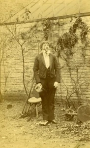 France Lille Costumed Man in Garden Old Amateur Photo 1896 - Picture 1 of 3