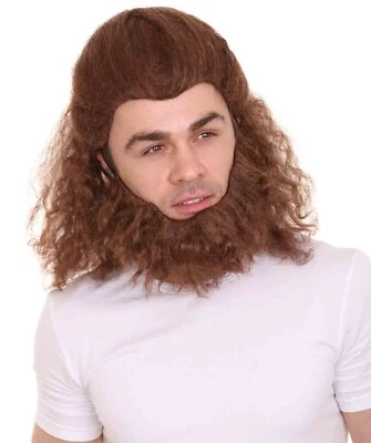 Brown Wave Curly Wig Beard for Cosplay Beauty And The Beast Prince Adam HM-175 - Image 1 of 4