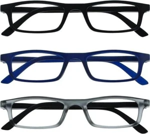 OPULIZE Ted Reading Glasses 3 Pack Narrow Lightweight Frame Mens Womens Scratch - Picture 1 of 4