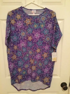 Lularoe Womens Irma XXS purple yellow blue green snowflake shirt top - Picture 1 of 1