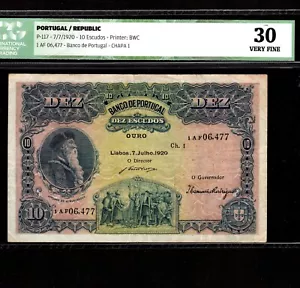 Portugal 10 Escudos 1920 P-117 * ss * selten * - Bild 1 von 2