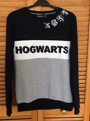 Girls HARRY POTTER Sweat Shirt TEAM HOGWARTS Black/Grey Size 2XS 4-6UK 32-34EU  - Image 1 of 3
