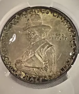 CAC MS64 1920 "PILGRIM" COMMEMORATIVE SILVER HALF DOLLAR - Picture 1 of 5