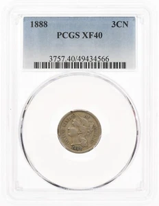 1888 3CN PCGS XF40 Three Cent Nickel - Picture 1 of 3