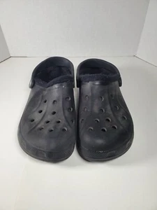 Crocs Größe Herren 10/Damen 12 Kunstfell gefütterte Clogs Pantoletten Sandalen SCHWARZ - Bild 1 von 6