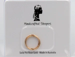 Genuine 9ct Rose Sleepers Hinged Earrings Plain 12mm inside diameter * Free post - Picture 1 of 9