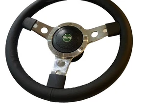 Classic Mini Up To 96 Quality 14 Inch Leather Steering Wheel & Boss - Picture 1 of 10