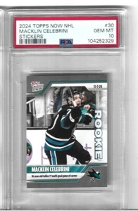 2024 Topps Now NHL Sticker - Macklin Celebrini 1st Multi Goal Rookie #30 PSA 10 - Bild 1 von 1