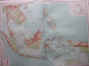 1920 MAP OF MALAY ARCHIPELAGO Sumatra Borneo Philippines - Plate 61 Times Atlas - Picture 1 of 6