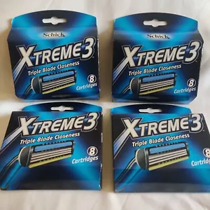 Lot 4 Packs Xtreme 3 refill Cartridges by Schick Total 32 Blades Free Shipping - Picture 1 of 4