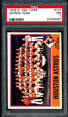 1976 Topps OPC O PEE CHEE BÉISBOL #147 Huston Astros Team con José Cruz PSA 7 casi nuevo Foto 1 de 2
