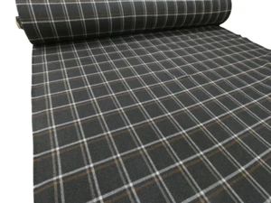 CHARCOAL GREY Tartan Check Wool Upholstery Cushion Fabric possibly Abraham Moon - Picture 1 of 5