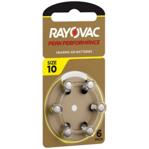 6 cells x Rayovac PEAK 10 Size Hearing Aid batteries PR70 cells Zinc Air 1.45V - Picture 1 of 4