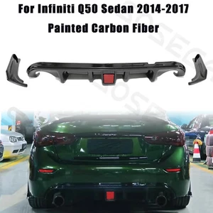 Delantal difusor de parachoques trasero de carbono pintado para Infiniti Q50 2014-2017 - Imagen 1 de 11