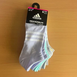 Adidas Girls' Superlite No Show Athletic Socks (6-Pair) Low-Profile Fit 5Y-7Y - Picture 1 of 3