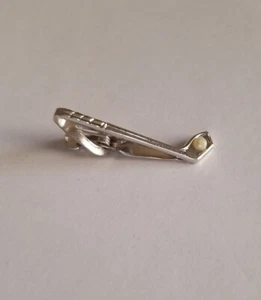 Swank Golf Club Tie Bar/Clip Silver Tone Faux Pearl - Picture 1 of 20