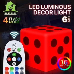 6" Dice LED Color Light Stool Outdoor Indoor Patio Party Hand Hold/Table Lamp - Picture 1 of 10