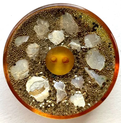 Vintage Apple Juice Bakelite Button with Galena & Pearl Flakes 1-1/8” - Image 1 of 4