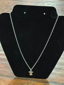 Handemade 16.5 Sterling Silver Chain w/ 2.5 in extender Silver angel charm - Picture 1 of 6