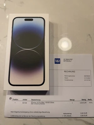 Iphone 14 Pro Max in silber, 128 GB, in OVP mit Rechnung. - Bild 1 von 4