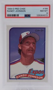 Carta da baseball 1989 Randy Johnson PSA 8 O-PEE-CHEE rookie #186 - Foto 1 di 3