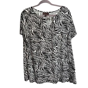 Dana Buchman Women's Zebra Blouse Size 1X Career Office Professional Stretchy - Picture 1 of 9