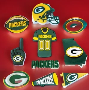 🔥10-Pack Crocs Shoe Charms GREEN BAY PACKERS NFL Football Themed Helmet Jersey - Picture 1 of 5