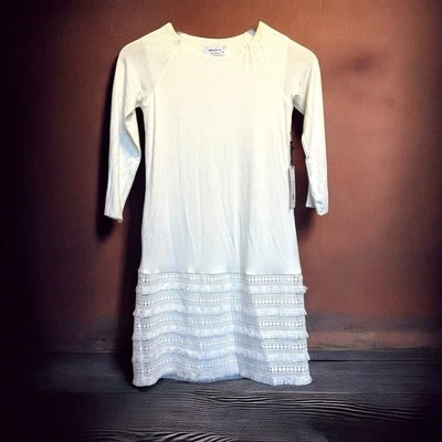 Bailey 44 Dress Medianoche 3/4 Sleeve Tiered Fringe Detail Size XS Chalk NWT - Image 1 of 4