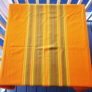 Vintage Midcentury Scandinavian Tablecloth Orange with Striping 101 x 58 in - Picture 1 of 7