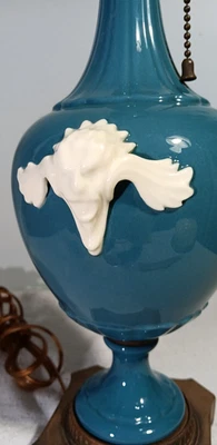 Antique/Vintage Blue Lenox Porcelain Table Lamp Lion Head Embellishments - Image 1 of 4