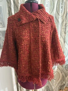 St. John Sweater Jacket Cinnabar Orange/red Fringe Sz S NWT From Nordstrom - Picture 1 of 10