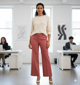 Pantalones CELINE Salmón Pantalones 100% Cachemira Bolsillos Corte Pierna Recta 36 4 - Imagen 1 de 13