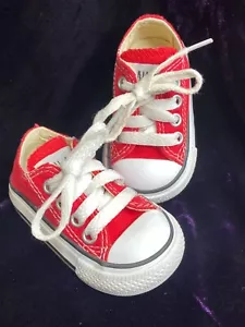 Toddler Converse All Star Red Canvas Low-Top Sneakers Size 2 Low Top - Picture 1 of 12