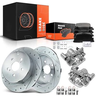 Rotores perforados y pastillas de freno de cerámica + pinzas para Scion tC 2005 2006-2010 trasero Foto 1 de 4