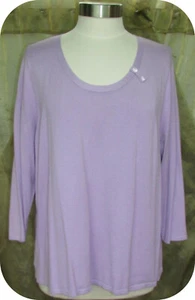 Apt. 9 Feinstrick Pullover mit Rundhalsausschnitt 3/4 Arm 2X Lavendel Viskose Nylon Kristall - Bild 1 von 7