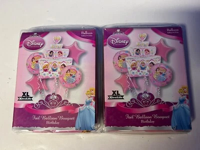 Lot Of 2 Disney Princess Birthday Party Foil Balloon Bouquet XL NEW 5ct Each - Image 1 of 4