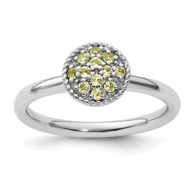 Silver Stackable Expressions Peridot Rhodium Ring QSK322 - Image 1 of 4