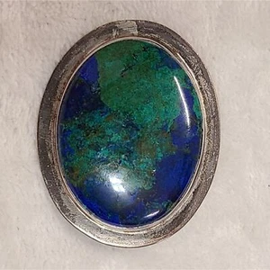 Vintage Azurit / Malachit Sterling Brosche - Bild 1 von 4