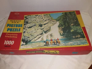 Built-Rite Puzzle Picture 1000 pc + Vintage TRAIL'S END HORSEBACK & WATERFALLS - Picture 1 of 8